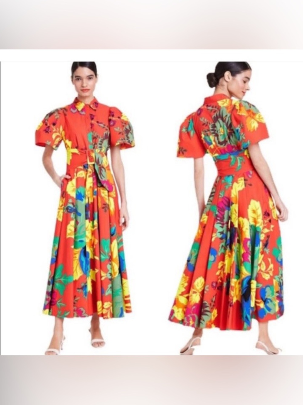 Christopher John Rogers Floral Puff Sleeve Dress